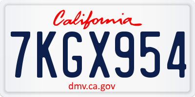 CA license plate 7KGX954