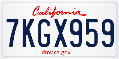 CA license plate 7KGX959