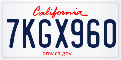 CA license plate 7KGX960