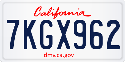 CA license plate 7KGX962