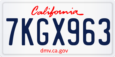 CA license plate 7KGX963