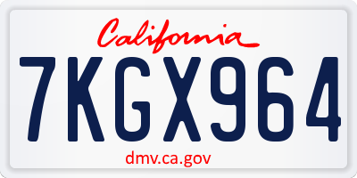 CA license plate 7KGX964