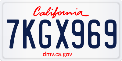 CA license plate 7KGX969