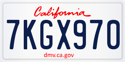 CA license plate 7KGX970