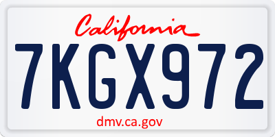 CA license plate 7KGX972