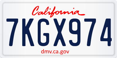 CA license plate 7KGX974
