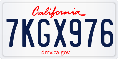 CA license plate 7KGX976