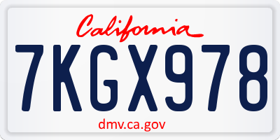 CA license plate 7KGX978