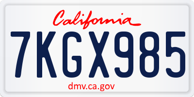 CA license plate 7KGX985