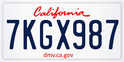 CA license plate 7KGX987