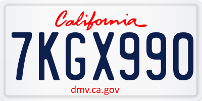 CA license plate 7KGX990