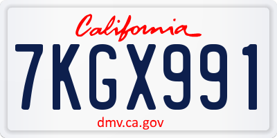 CA license plate 7KGX991