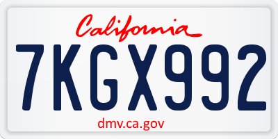 CA license plate 7KGX992