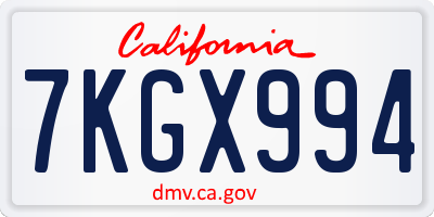 CA license plate 7KGX994