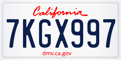 CA license plate 7KGX997