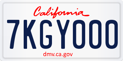 CA license plate 7KGY000