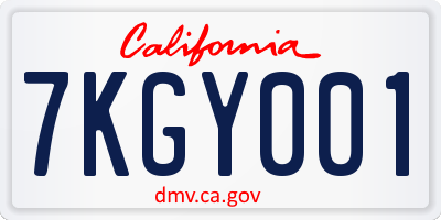 CA license plate 7KGY001