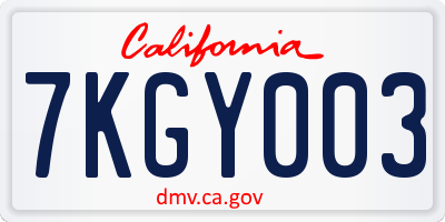 CA license plate 7KGY003