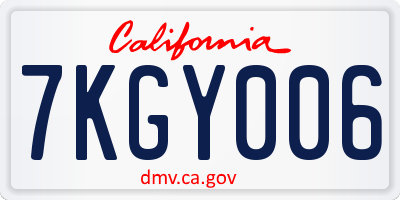 CA license plate 7KGY006