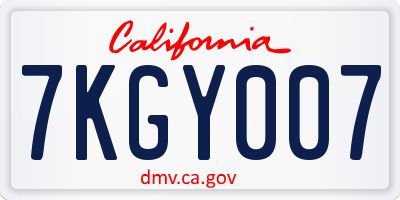 CA license plate 7KGY007