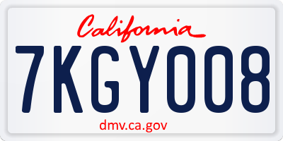 CA license plate 7KGY008
