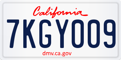 CA license plate 7KGY009