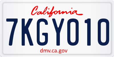 CA license plate 7KGY010