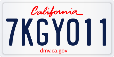 CA license plate 7KGY011