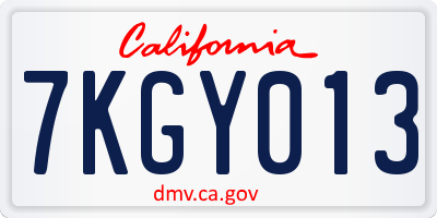 CA license plate 7KGY013