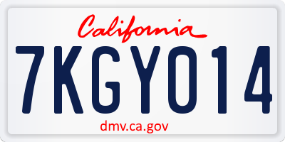CA license plate 7KGY014