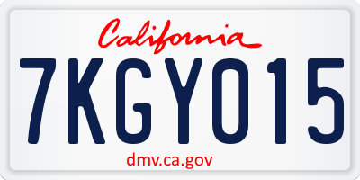 CA license plate 7KGY015