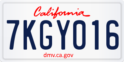 CA license plate 7KGY016
