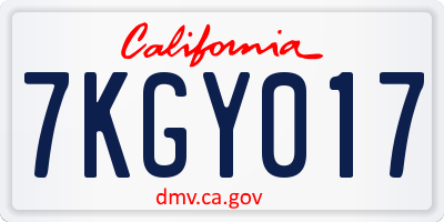 CA license plate 7KGY017