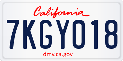 CA license plate 7KGY018