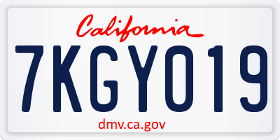CA license plate 7KGY019