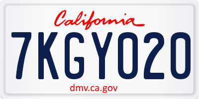CA license plate 7KGY020
