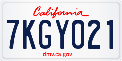 CA license plate 7KGY021