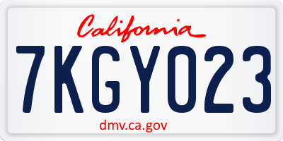CA license plate 7KGY023