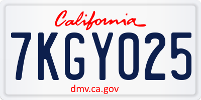 CA license plate 7KGY025