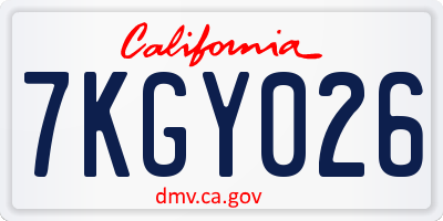 CA license plate 7KGY026