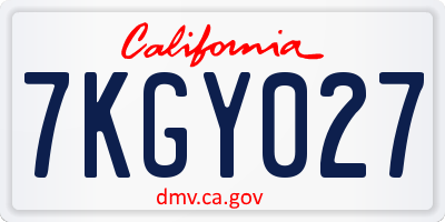 CA license plate 7KGY027