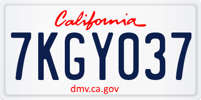 CA license plate 7KGY037