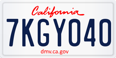 CA license plate 7KGY040