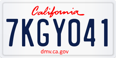 CA license plate 7KGY041