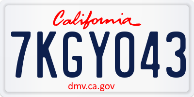 CA license plate 7KGY043