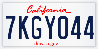 CA license plate 7KGY044