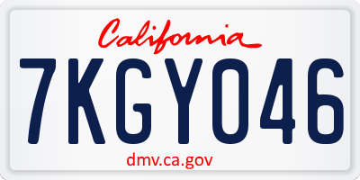 CA license plate 7KGY046