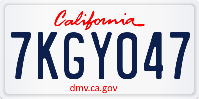 CA license plate 7KGY047