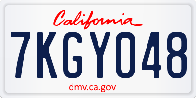 CA license plate 7KGY048