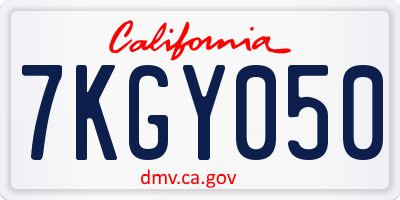 CA license plate 7KGY050